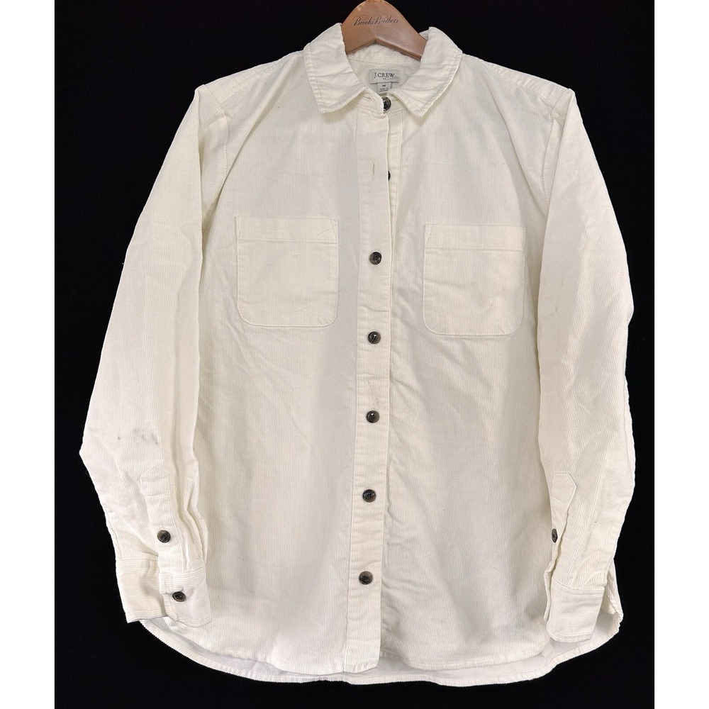 J Crew Corduroy Shacket Top Heavy Shirt Women's M Cream Layering